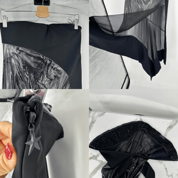 Mugler Womens Strapless Dress Size 40 Black Sheer Sexy Silk Whimsygoth - Picture 6 of 14